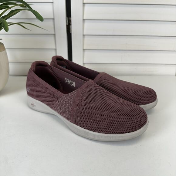 Skechers Pink Step Lite Vegan Luster Slip On Sneaker Flat Goga Mat Shoe Size 9 - Picture 2 of 9